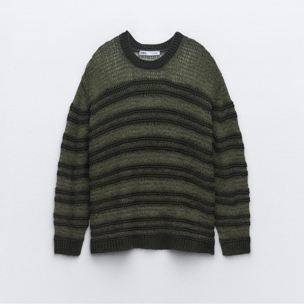 Zara Bloggers Favorite Open Knit Sweater in Khaki